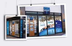 Vitrophanie Laforet immobilier - Graphiste Savoie